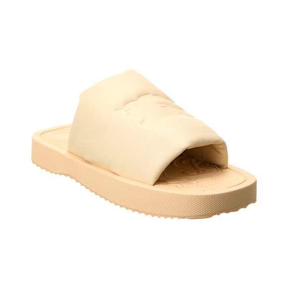 Burberry Ekd Slab Leather Slide, Yellow - Picture 1 of 5